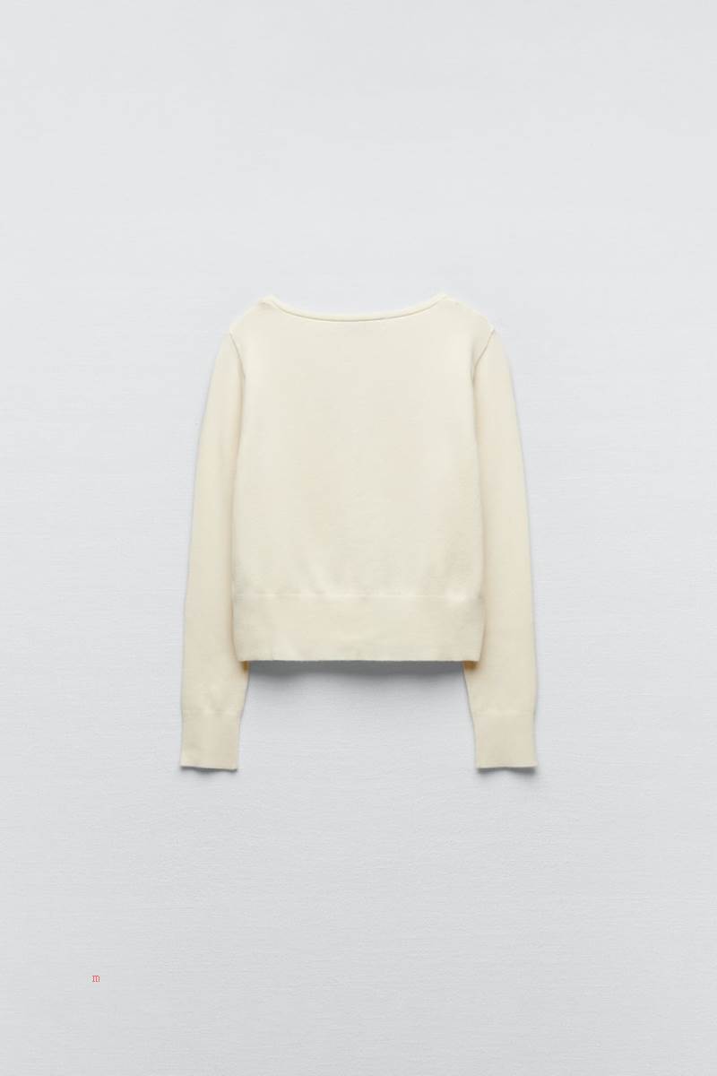ZARA CROPPED Cardigan Dam Grädde | JCDYT-8610