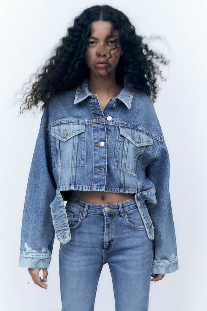 ZARA CROPPED FLARED TRF Jeans Dam Blå | MNAXD-9874