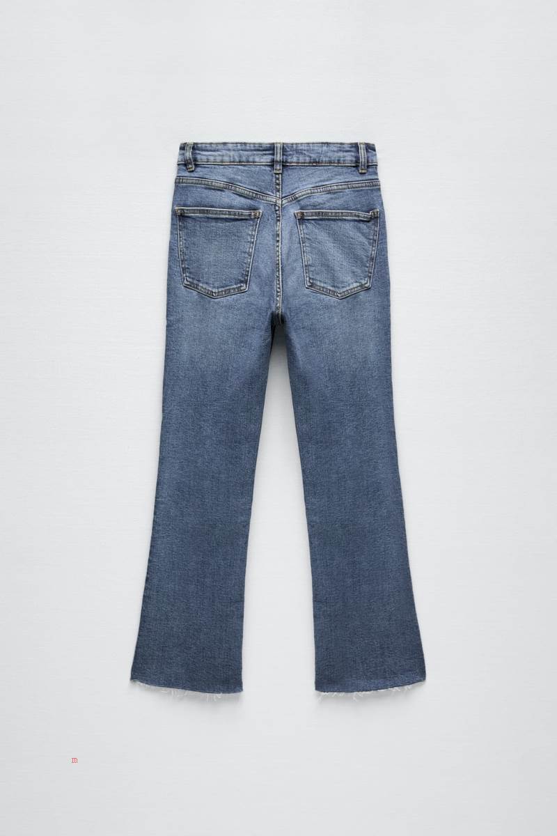 ZARA CROPPED FLARED TRF Jeans Dam Blå | MNAXD-9874