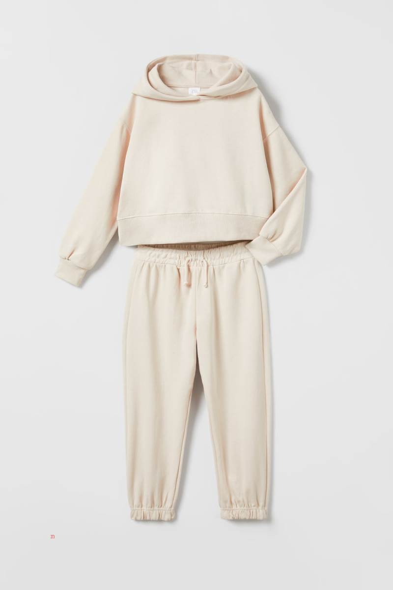 ZARA CROPPED HOODIE AND TROUSERS PACK Hoodie Tjej Grå Vita | NCWXS-9286