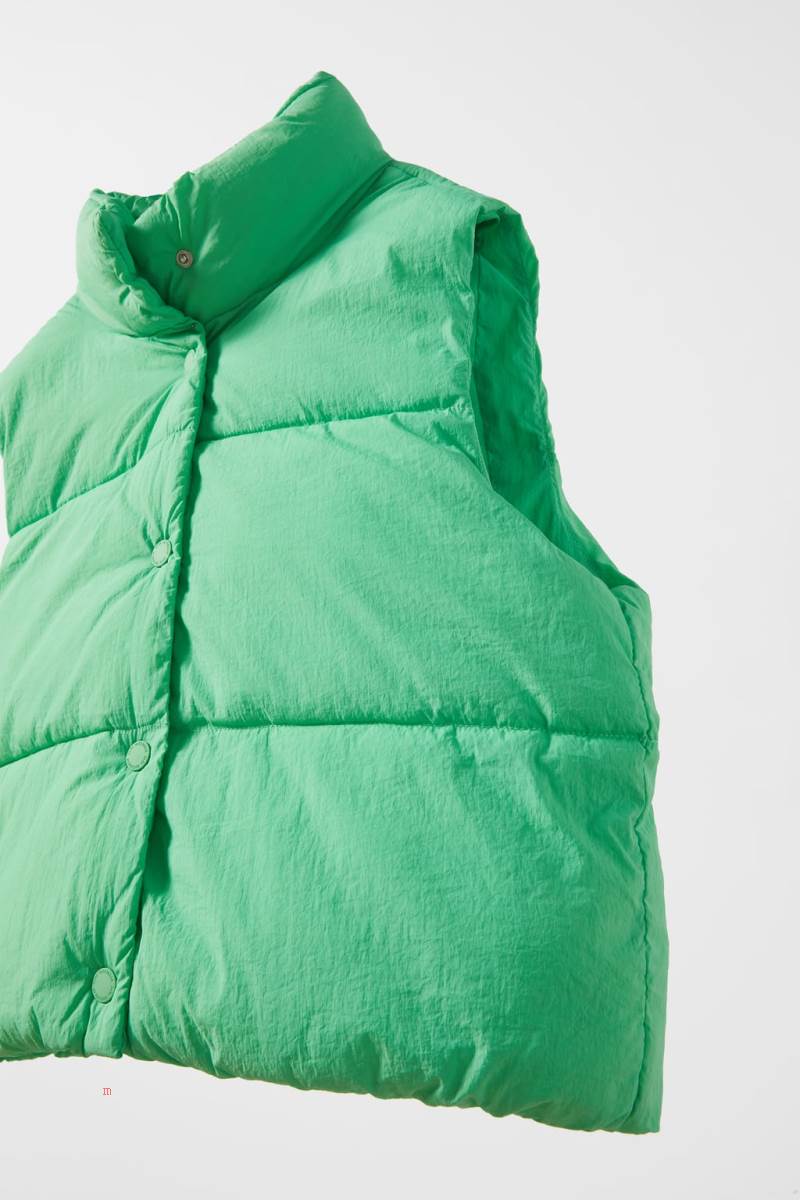 ZARA CROPPED PUFFER Kostym Gilet Tjej Gröna | QYXMU-7089