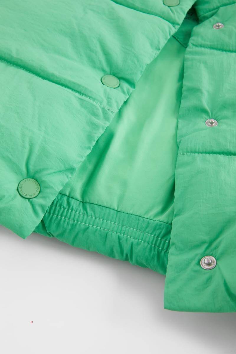 ZARA CROPPED PUFFER Kostym Gilet Tjej Gröna | QYXMU-7089