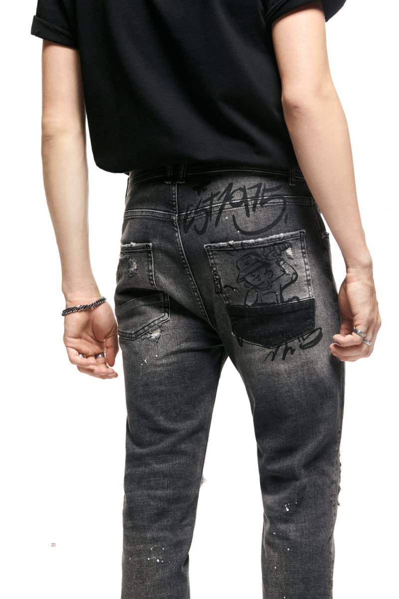 ZARA CROPPED SKINNY Jeans Herr Grå | RGXPC-8203