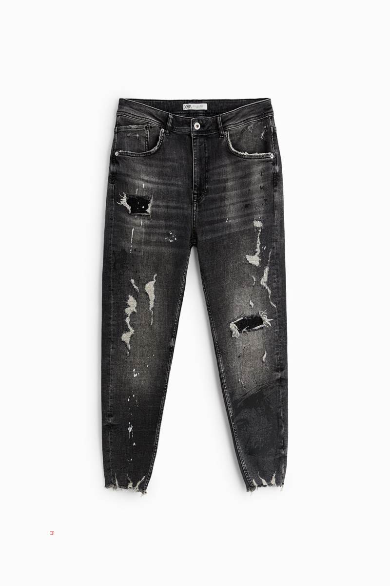 ZARA CROPPED SKINNY Jeans Herr Grå | RGXPC-8203