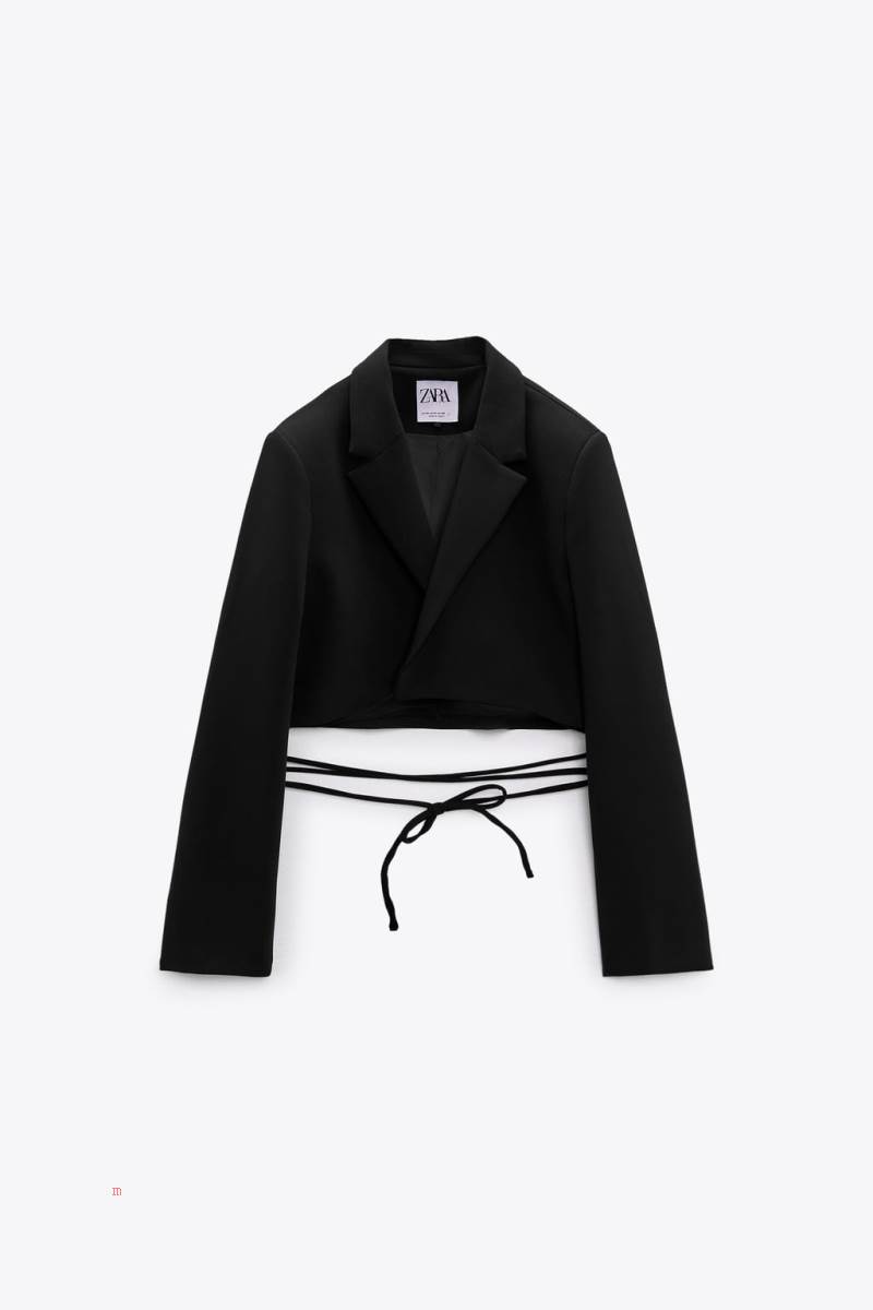 ZARA CROPPED WITH TIED DETAIL Blazers Dam Svarta | DKSZO-2083