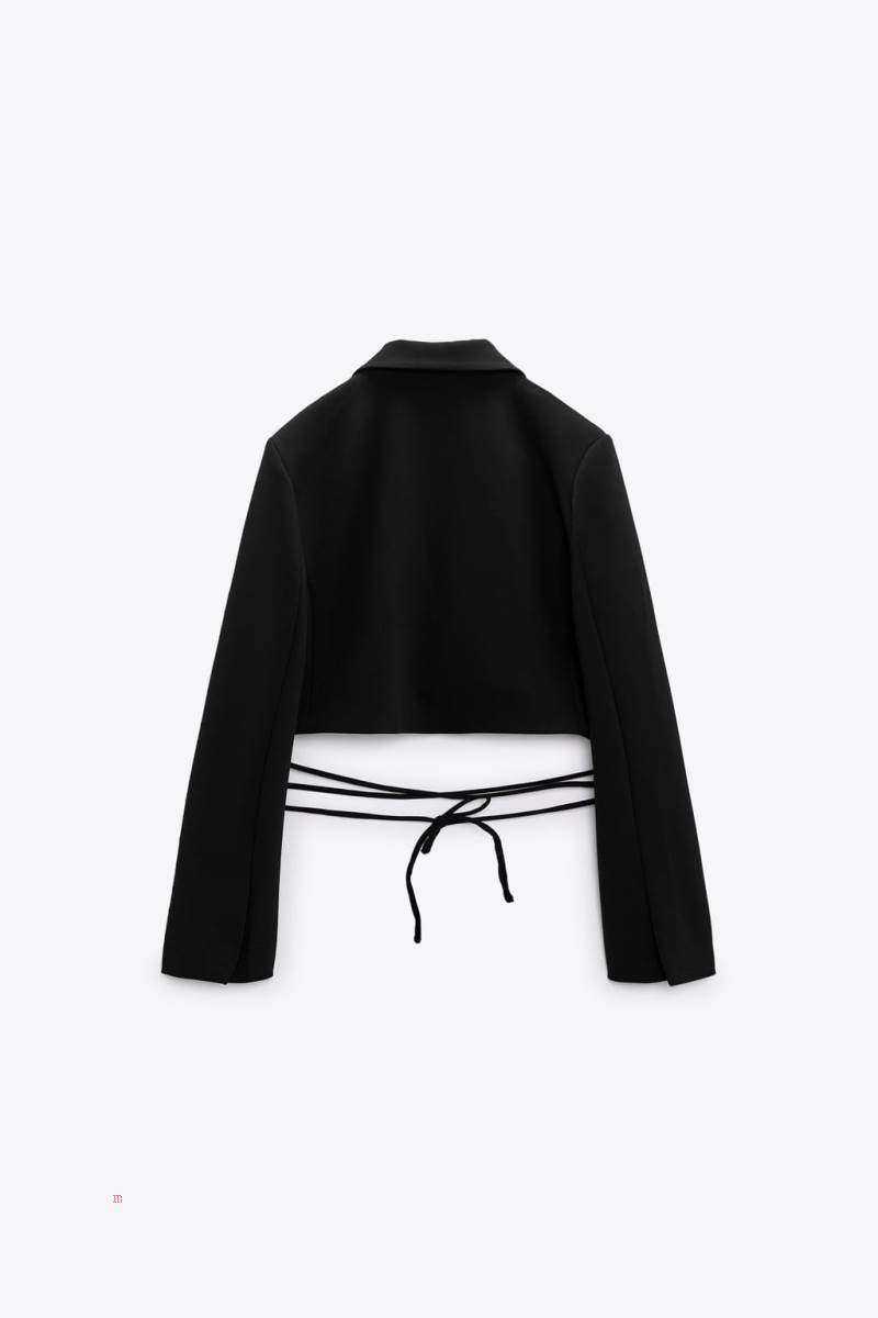 ZARA CROPPED WITH TIED DETAIL Blazers Dam Svarta | DKSZO-2083
