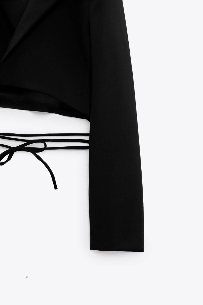 ZARA CROPPED WITH TIED DETAIL Blazers Dam Svarta | DKSZO-2083