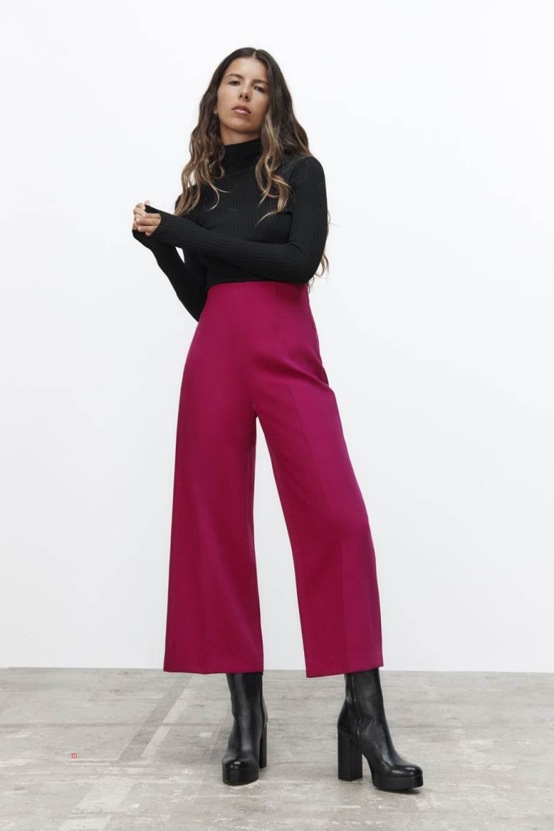 ZARA CULOTTE Byxor Dam Mörkfuchsia | HJZMV-0651