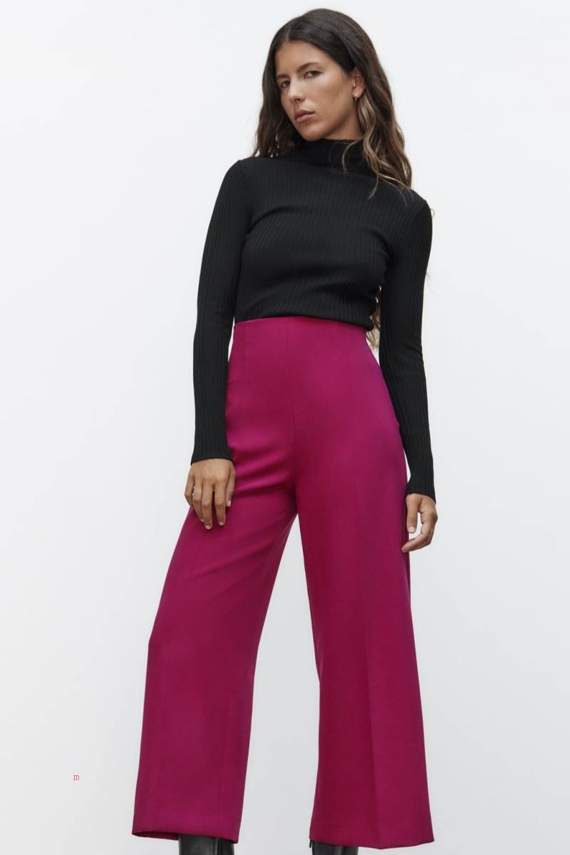 ZARA CULOTTE Byxor Dam Mörkfuchsia | HJZMV-0651