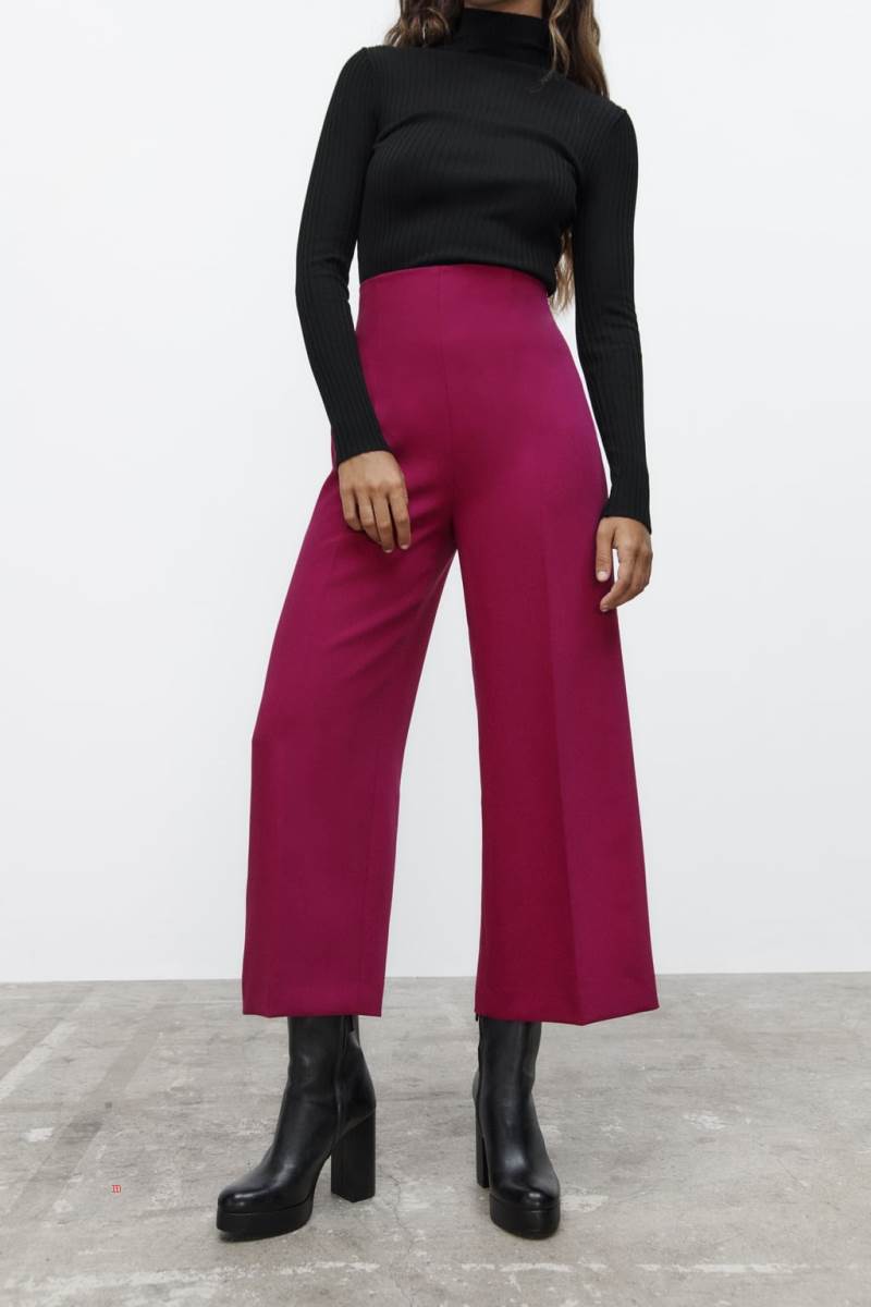 ZARA CULOTTE Byxor Dam Mörkfuchsia | HJZMV-0651