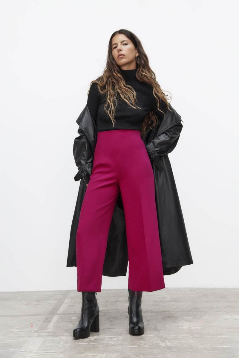 ZARA CULOTTE Byxor Dam Mörkfuchsia | HJZMV-0651