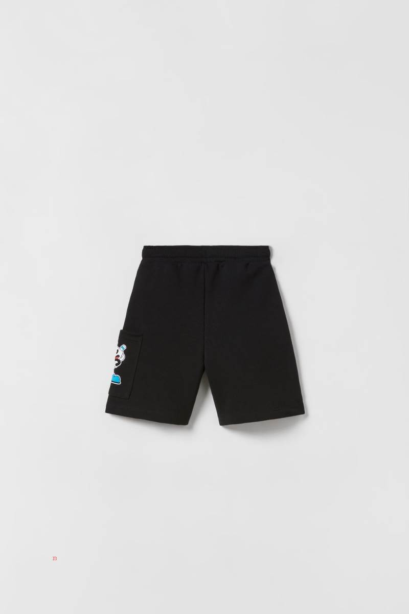 ZARA CUPHEAD © & TM STUDIO MDHR PLUSH BERMUDA Shorts Pojke Svarta | IQDAJ-1809
