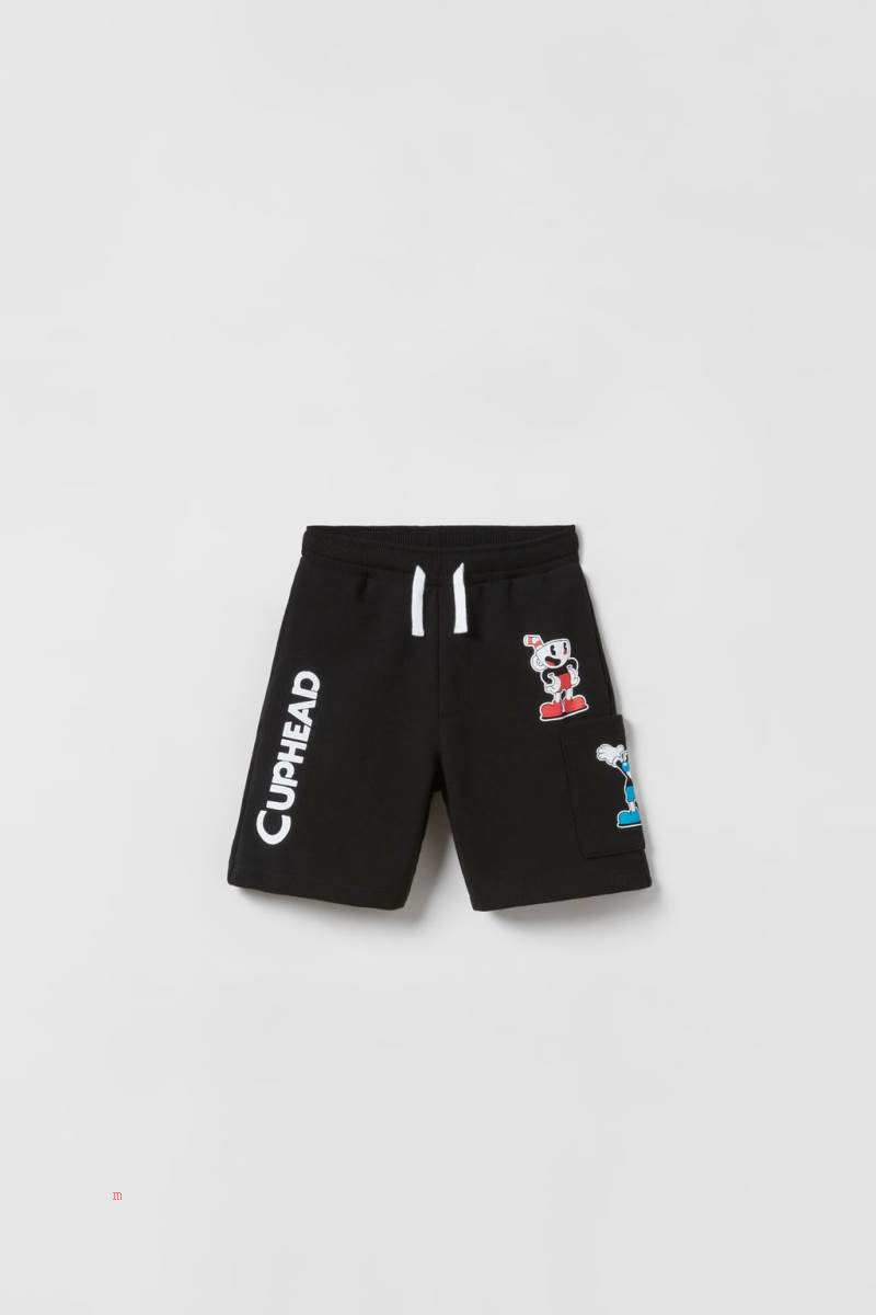 ZARA CUPHEAD © & TM STUDIO MDHR PLUSH BERMUDA Shorts Pojke Svarta | IQDAJ-1809