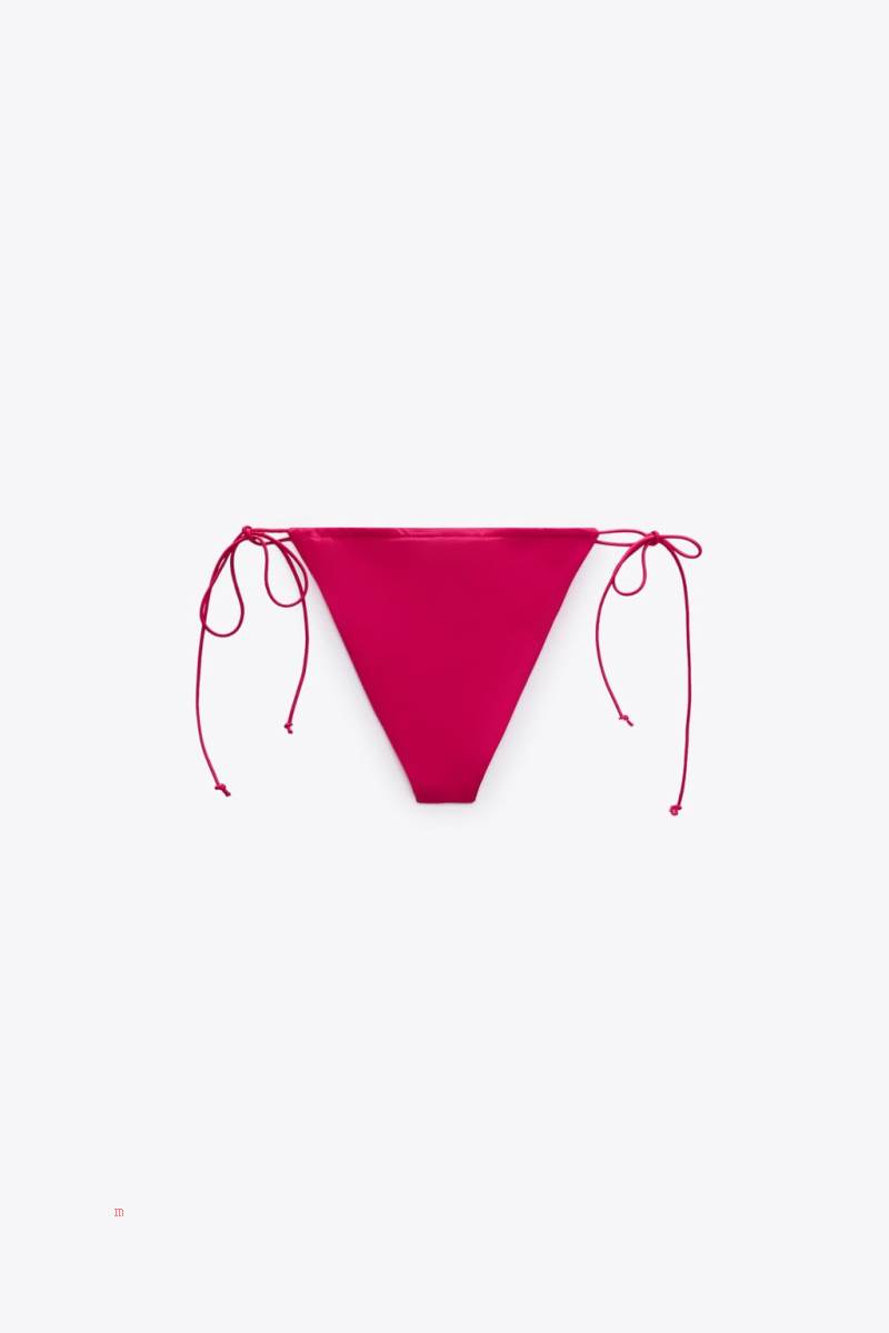ZARA CURTAIN STRING BIKINI BOTTOMS Badkläder Dam Mörkfuchsia | LOQZA-1425