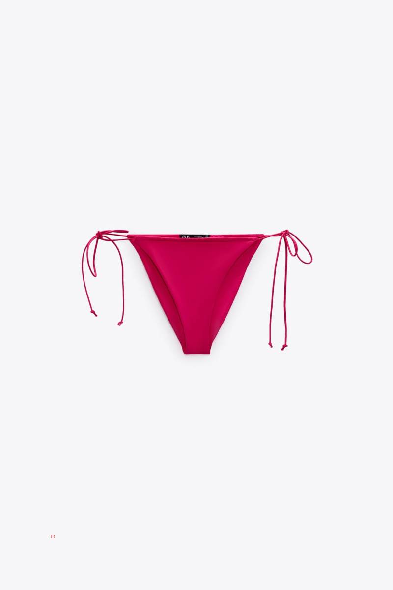 ZARA CURTAIN STRING BIKINI BOTTOMS Badkläder Dam Mörkfuchsia | LOQZA-1425
