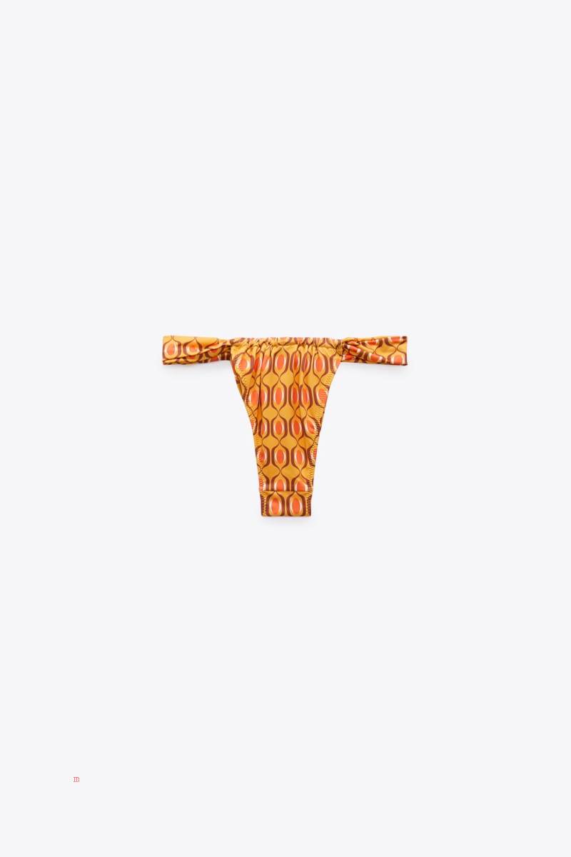 ZARA CURTAIN STRING BIKINI BOTTOMS Badkläder Dam Koppar | QJYTF-4910
