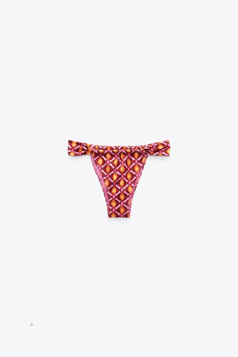 ZARA CURTAIN STRING BIKINI BOTTOMS Badkläder Dam Rosa | XGJQC-5369