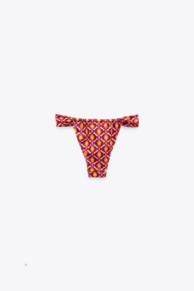 ZARA CURTAIN STRING BIKINI BOTTOMS Badkläder Dam Rosa | XGJQC-5369