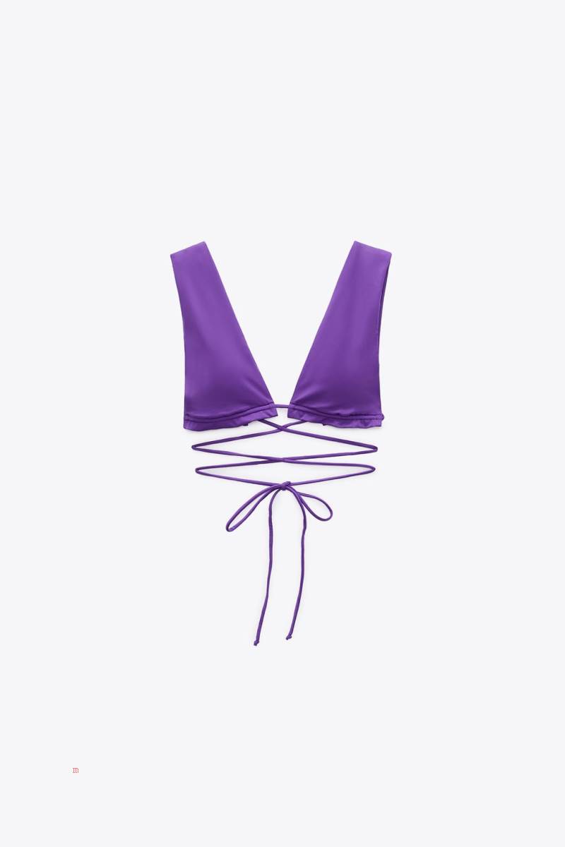 ZARA CURTAIN STRING BIKINI TOP Badkläder Dam Lila | SVXTJ-3704