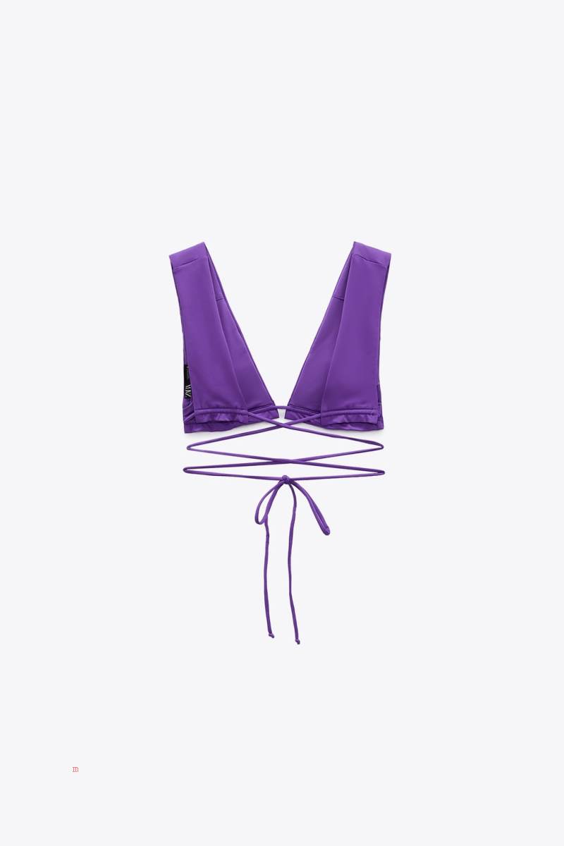 ZARA CURTAIN STRING BIKINI TOP Badkläder Dam Lila | SVXTJ-3704