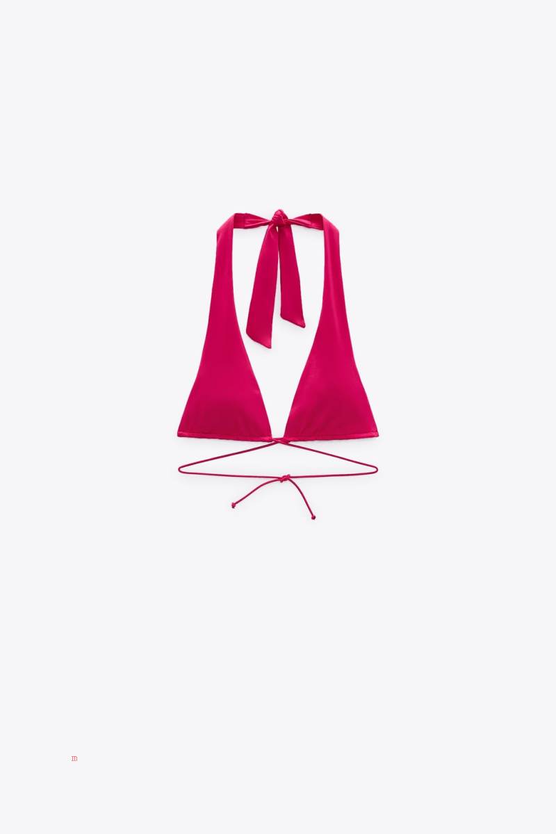 ZARA CURTAIN STRING BIKINI TOP Badkläder Dam Mörkfuchsia | XJTPF-3958