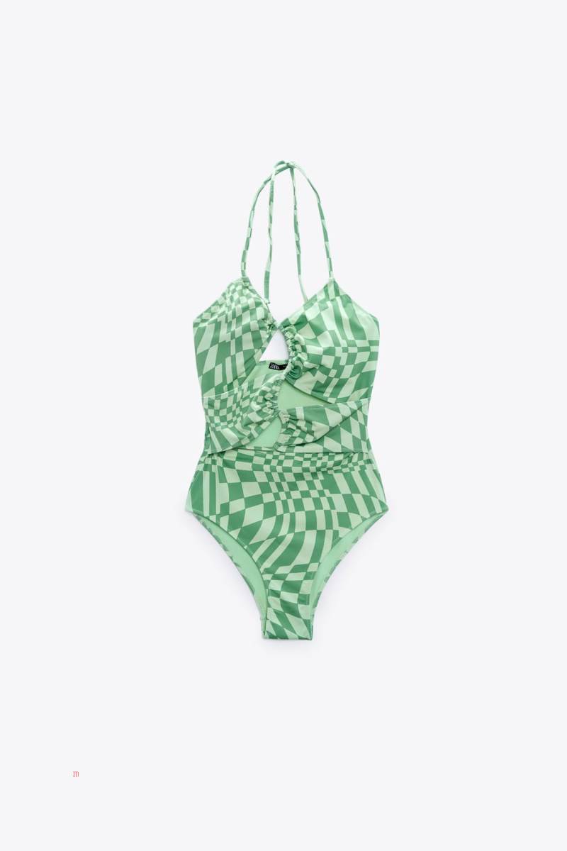 ZARA CUT-OUT Baddräkter Dam Gröna | MPEHL-7912