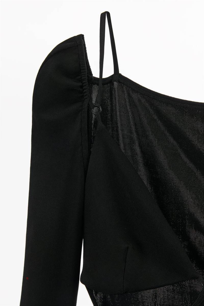 ZARA CUT-OUT Bodysuit Dam Svarta | PQYLD-0314