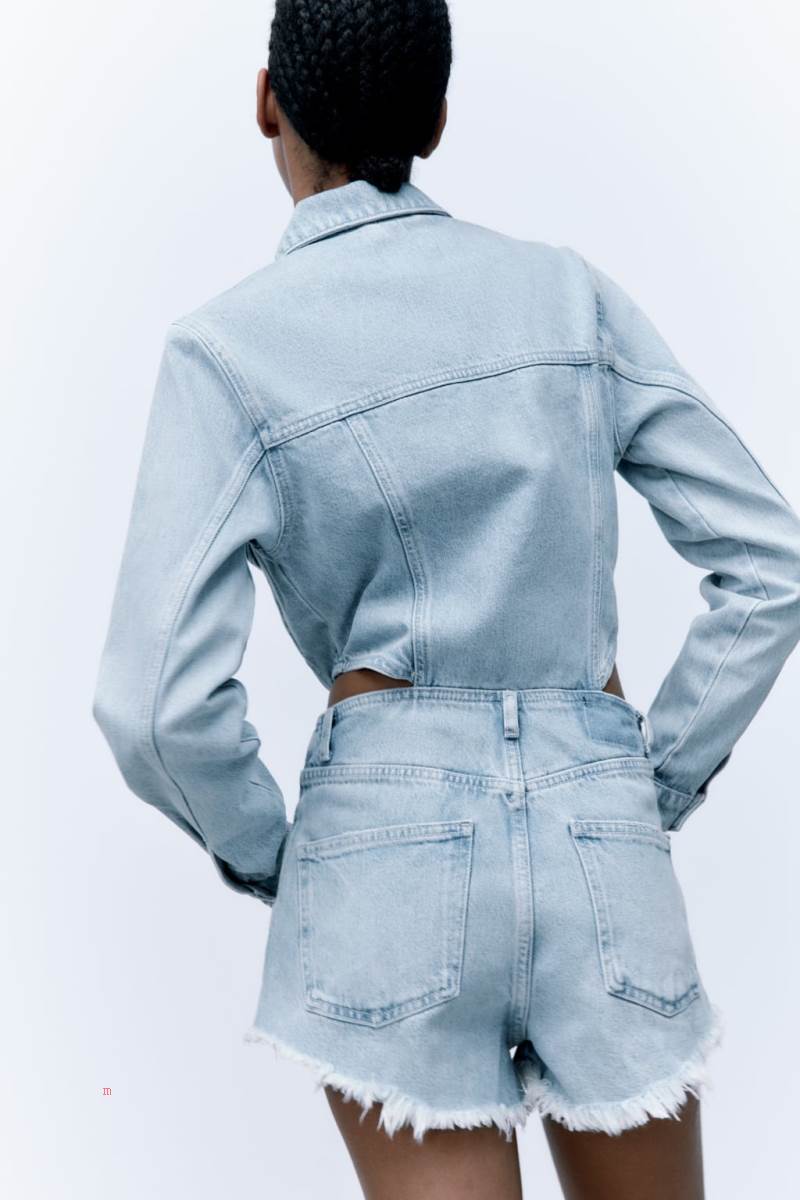 ZARA CUT-OUT DENIM Jumpsuit Dam Blå | FHNXP-7832