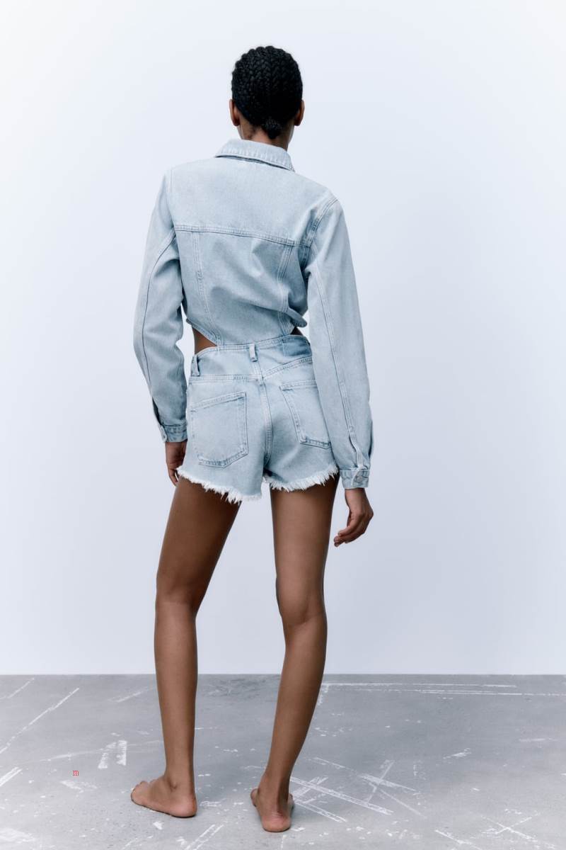 ZARA CUT-OUT DENIM Jumpsuit Dam Blå | FHNXP-7832