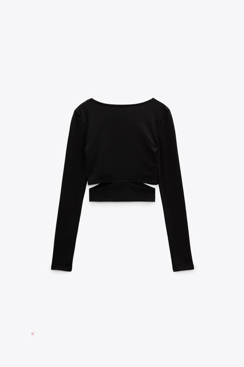 ZARA CUT-OUT TOP Crop Top Dam Svarta | MYHNF-2078