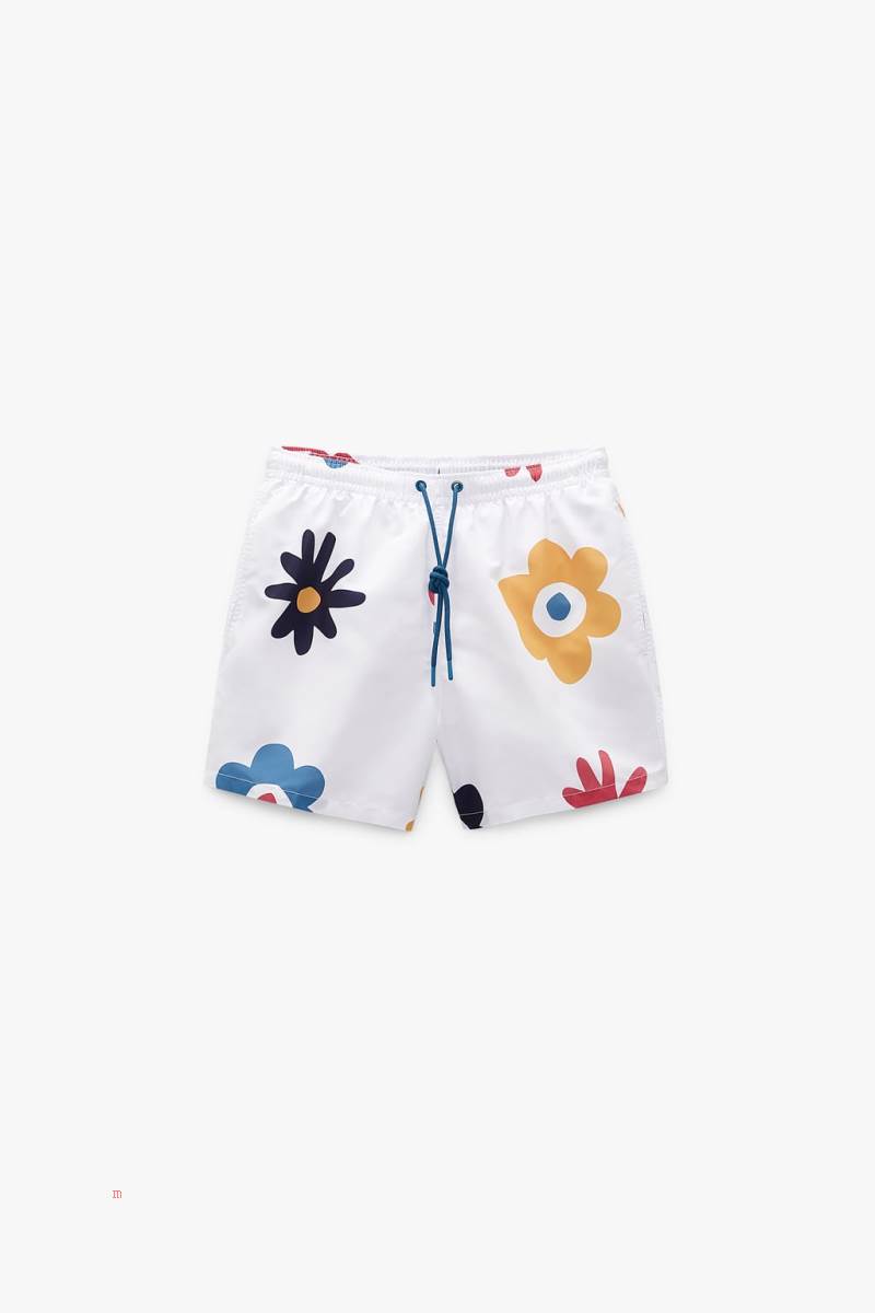 ZARA DAISY PRINT SWIMMING TRUNKS Badkläder Herr Vita | UHINE-2579