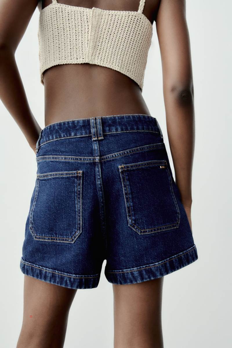 ZARA DENIM WITH BUTTONS Shorts Dam Blå | AIYHL-8734