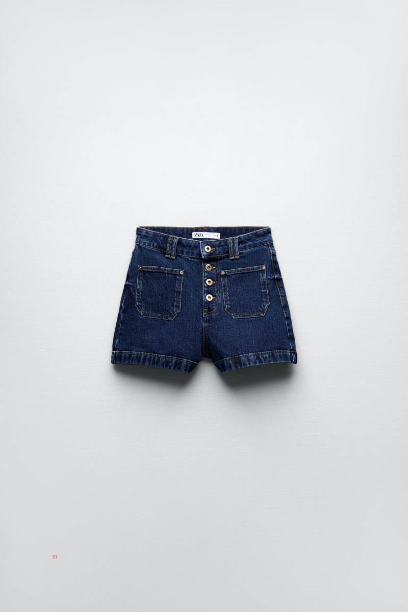 ZARA DENIM WITH BUTTONS Shorts Dam Blå | AIYHL-8734