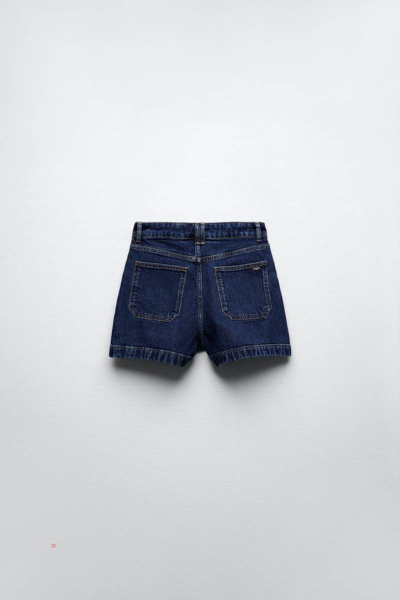 ZARA DENIM WITH BUTTONS Shorts Dam Blå | AIYHL-8734