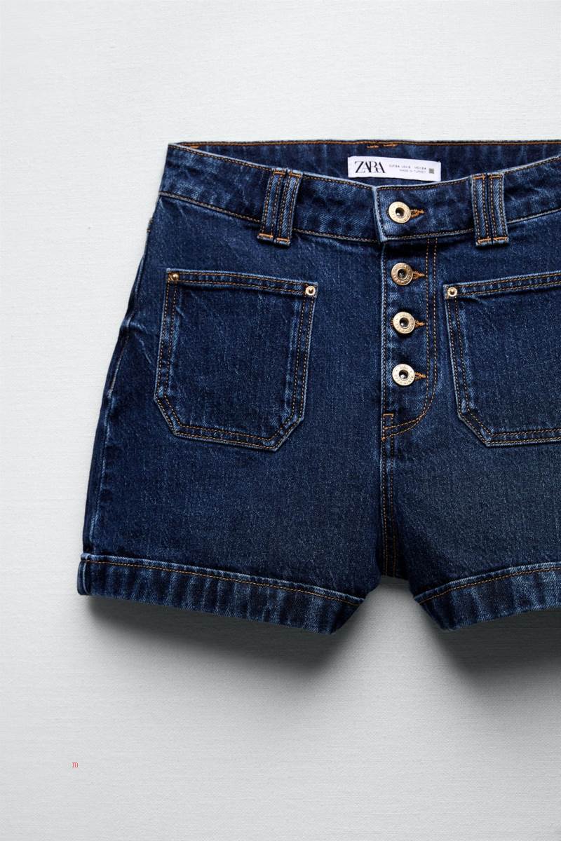 ZARA DENIM WITH BUTTONS Shorts Dam Blå | AIYHL-8734