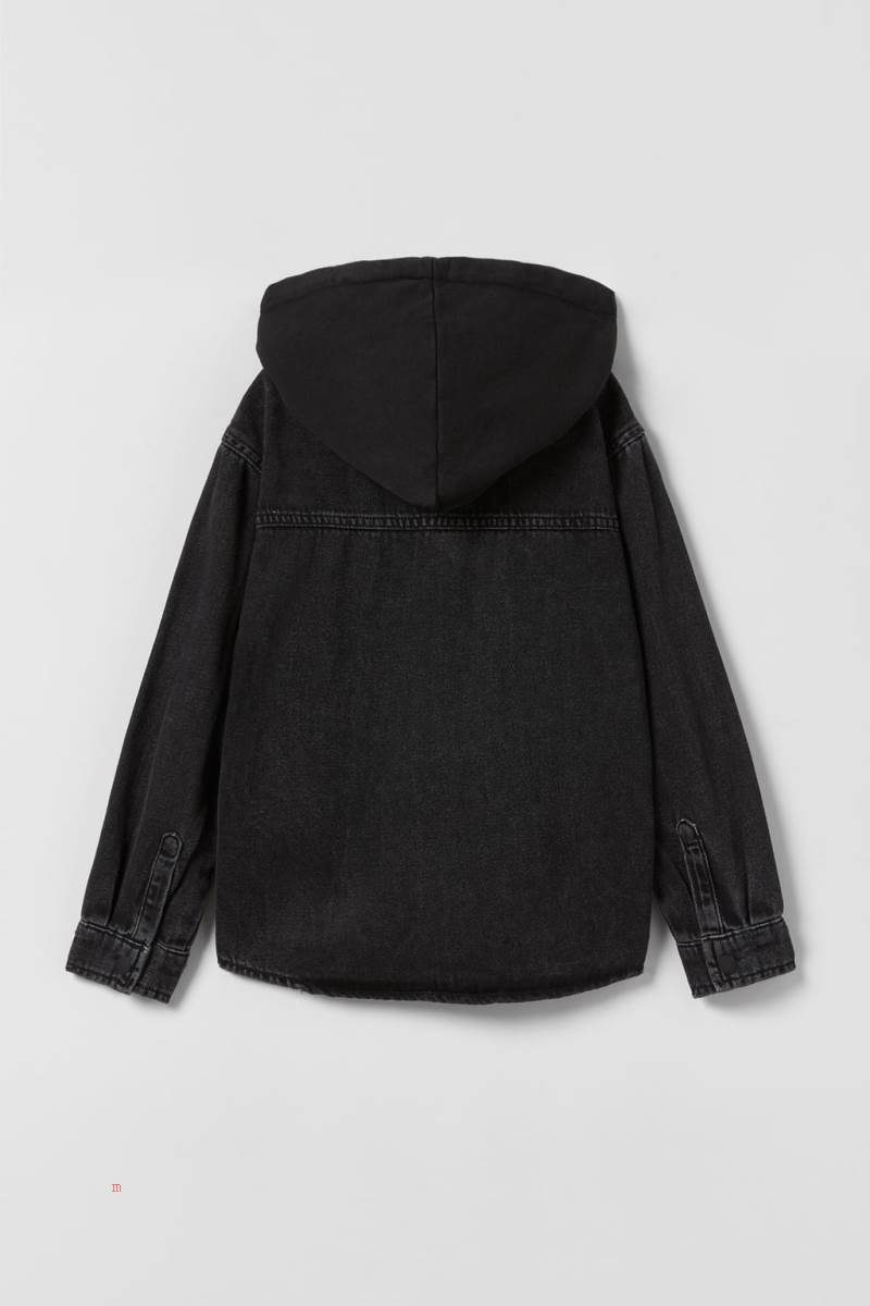ZARA DENIM WITH DETACHABLE HOOD Övertröja Pojke Svarta | VOWGQ-6328
