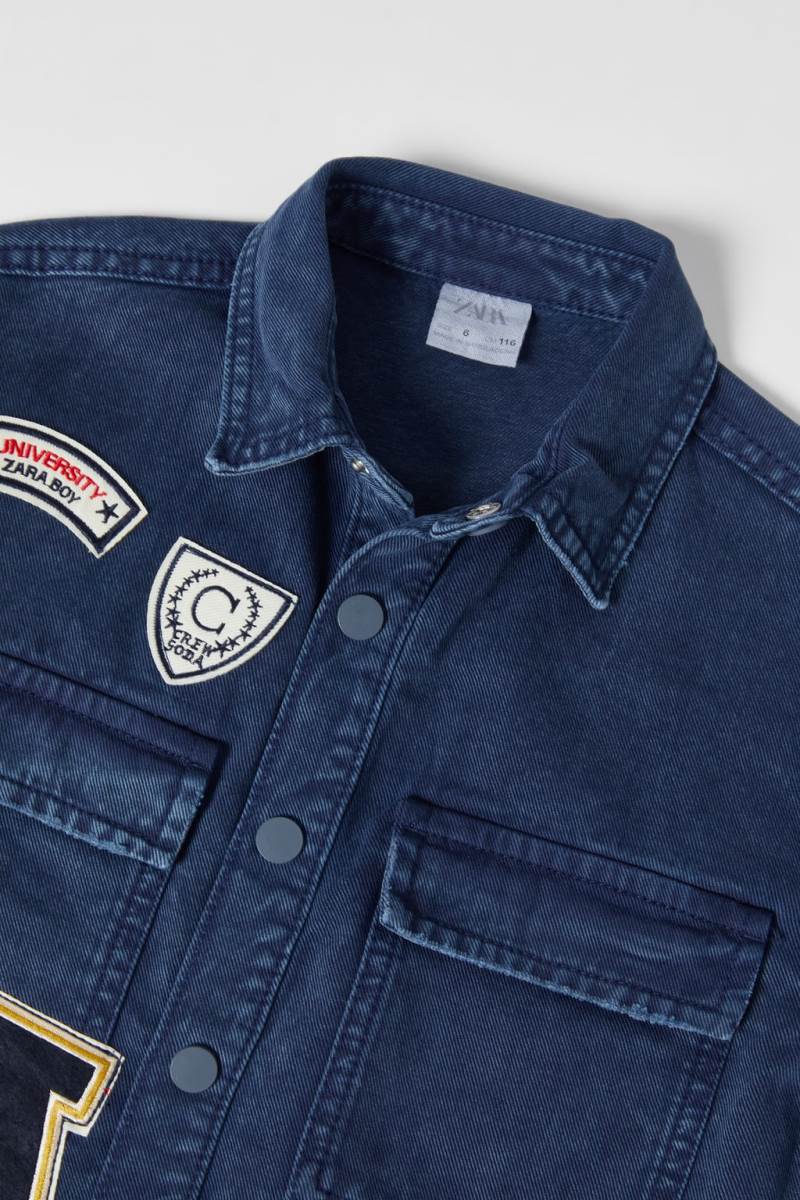 ZARA DENIM WITH PATCHES Övertröja Pojke Marinblå Blå | HEVYN-8610