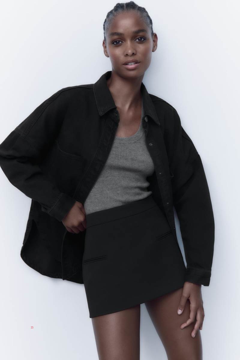 ZARA DENIM WITH POCKETS Övertröja Dam Mörkgrå | PNJEZ-3189