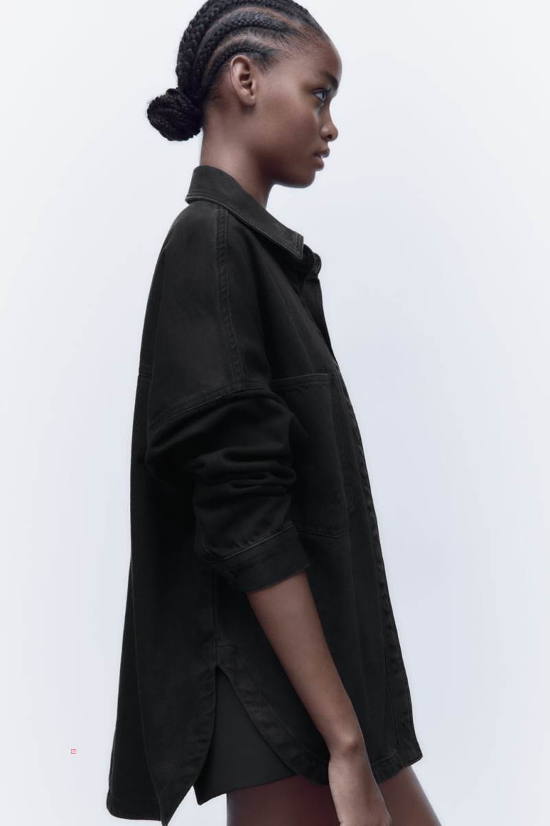ZARA DENIM WITH POCKETS Övertröja Dam Mörkgrå | PNJEZ-3189