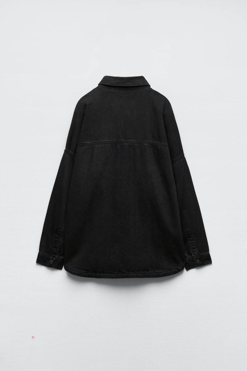 ZARA DENIM WITH POCKETS Övertröja Dam Mörkgrå | PNJEZ-3189