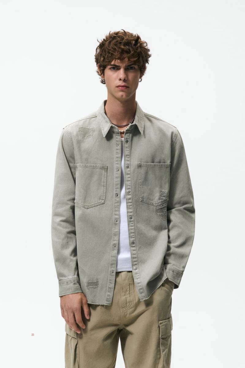 ZARA DENIM Övertröja Herr Khaki | RKQGP-0736