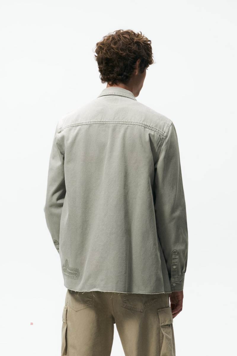 ZARA DENIM Övertröja Herr Khaki | RKQGP-0736