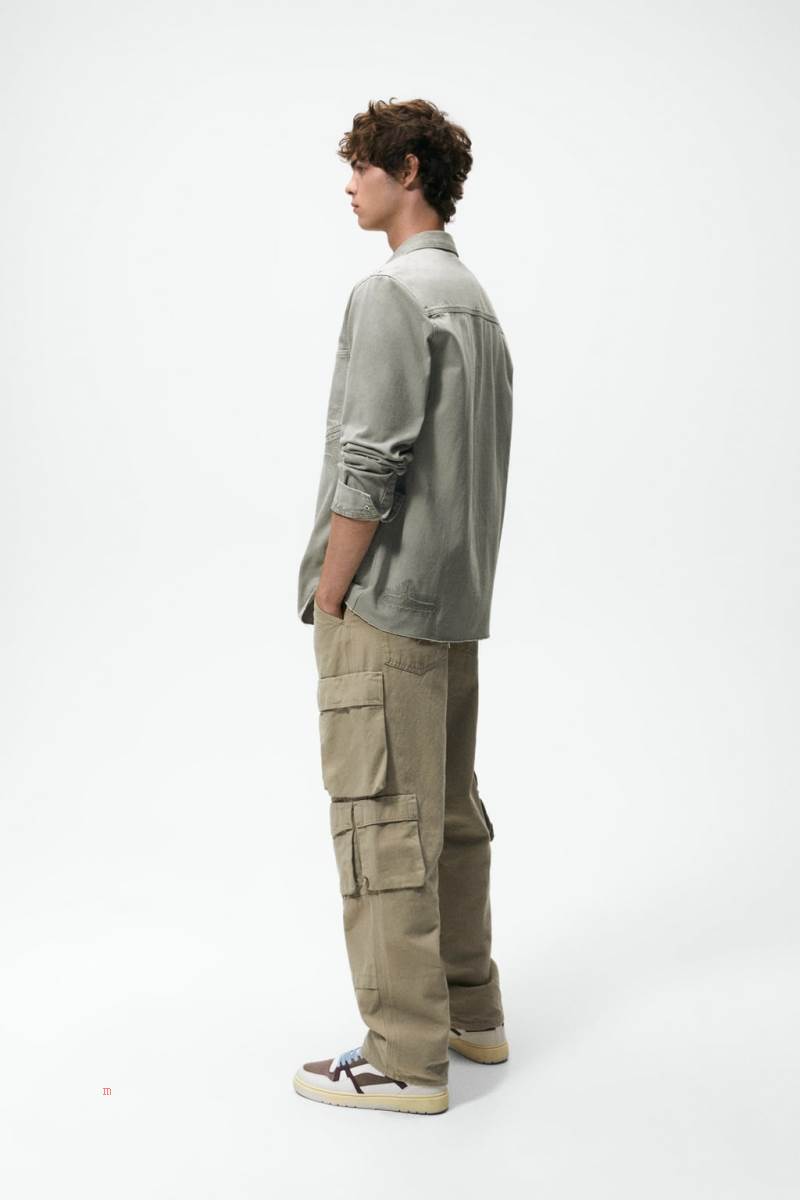 ZARA DENIM Övertröja Herr Khaki | RKQGP-0736