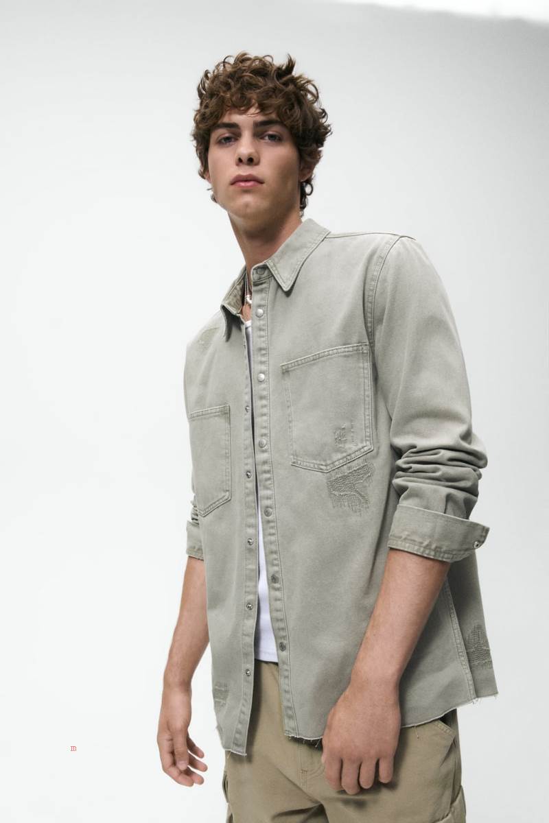 ZARA DENIM Övertröja Herr Khaki | RKQGP-0736