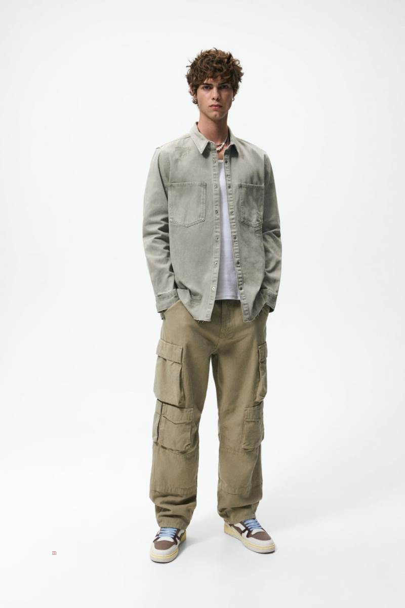 ZARA DENIM Övertröja Herr Khaki | RKQGP-0736