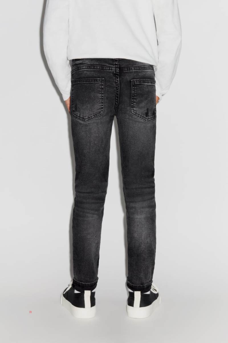 ZARA DESTROYED SKINNY Jeans Pojke Svarta | UTCZJ-5148