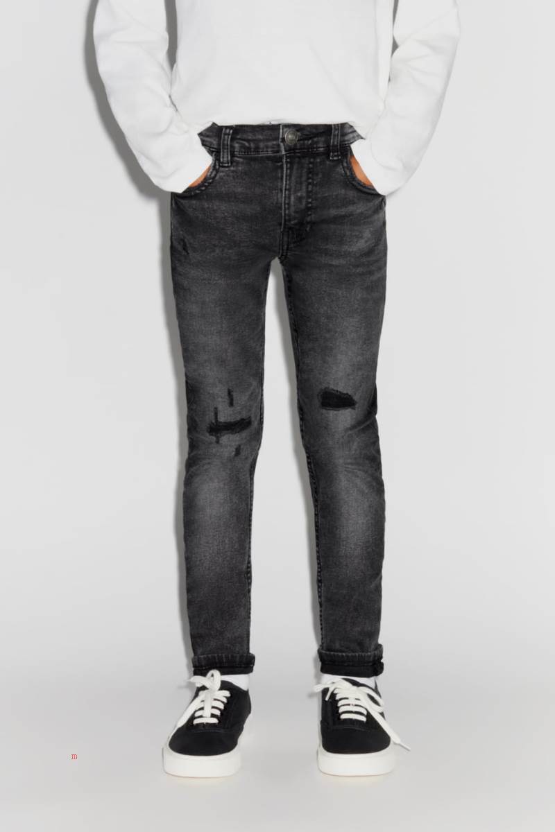 ZARA DESTROYED SKINNY Jeans Pojke Svarta | UTCZJ-5148