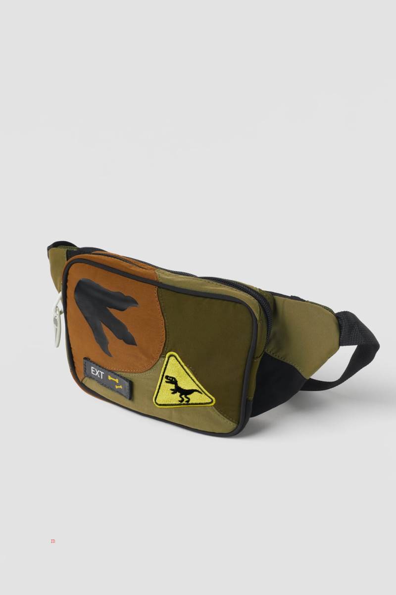ZARA DINOSAUR Bältesväska Pojke Khaki Gröna | TEDZC-1832
