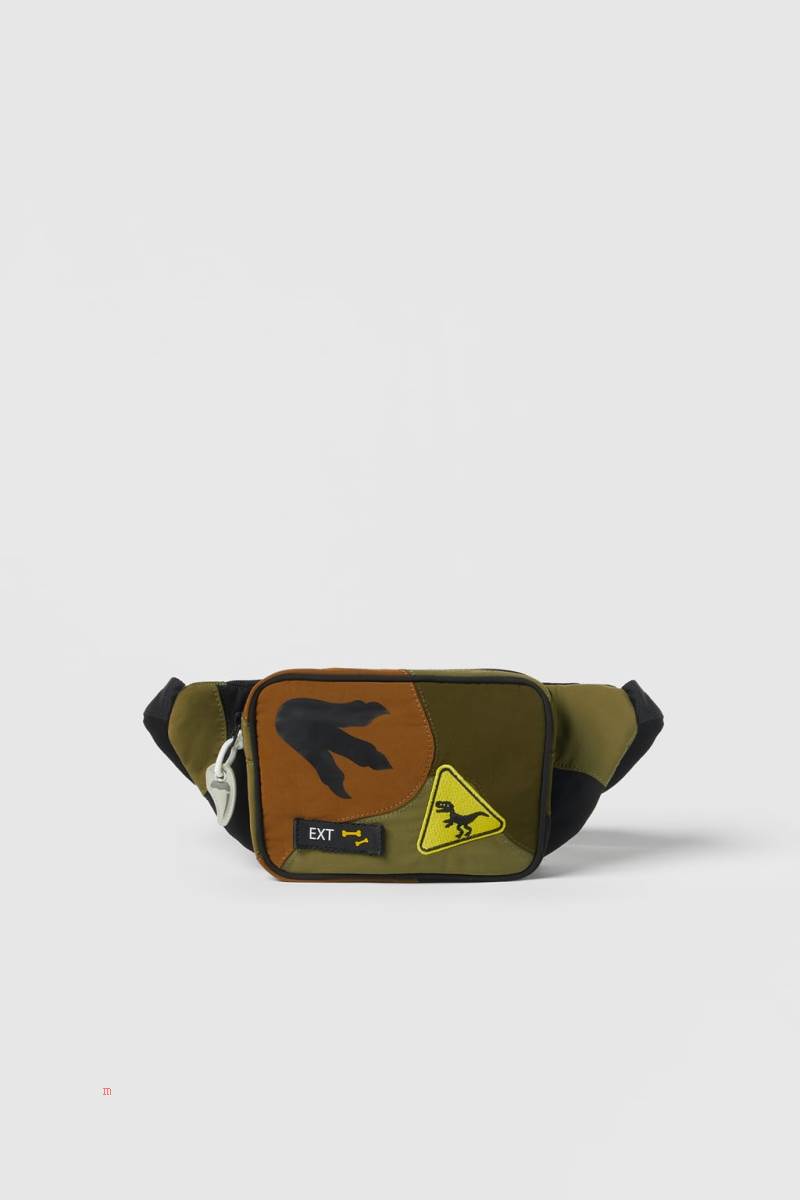ZARA DINOSAUR Bältesväska Pojke Khaki Gröna | TEDZC-1832