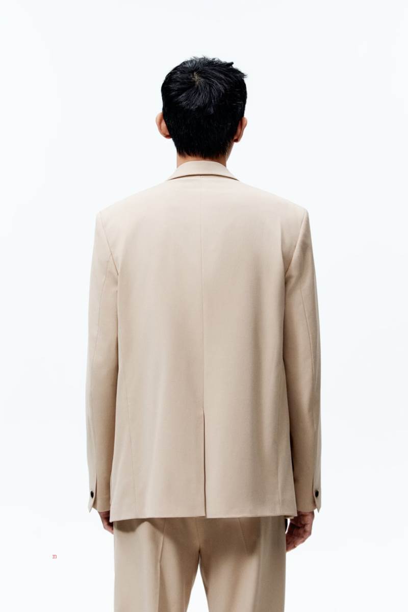 ZARA DOUBLE-BREASTED SUIT Blazers Herr Beige | BWJPV-9507